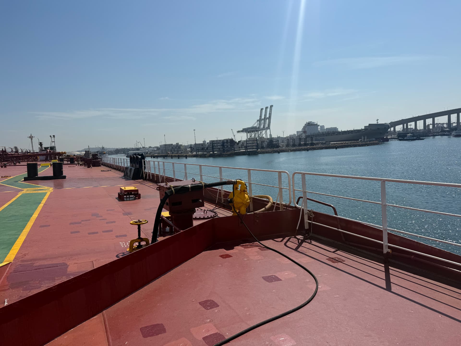 Tanker deck alongside the terminal