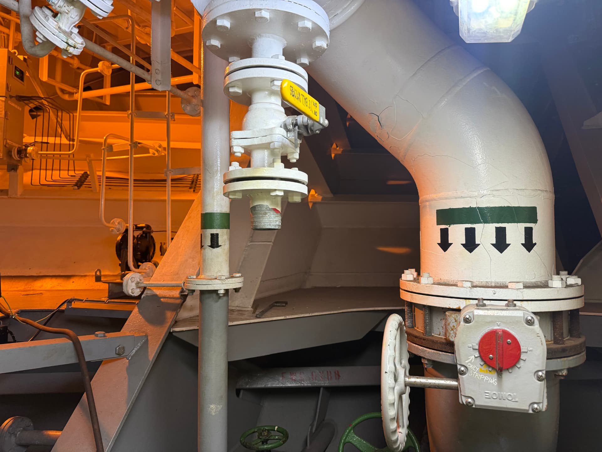 Ballast piping and sample port aboard a vessel
