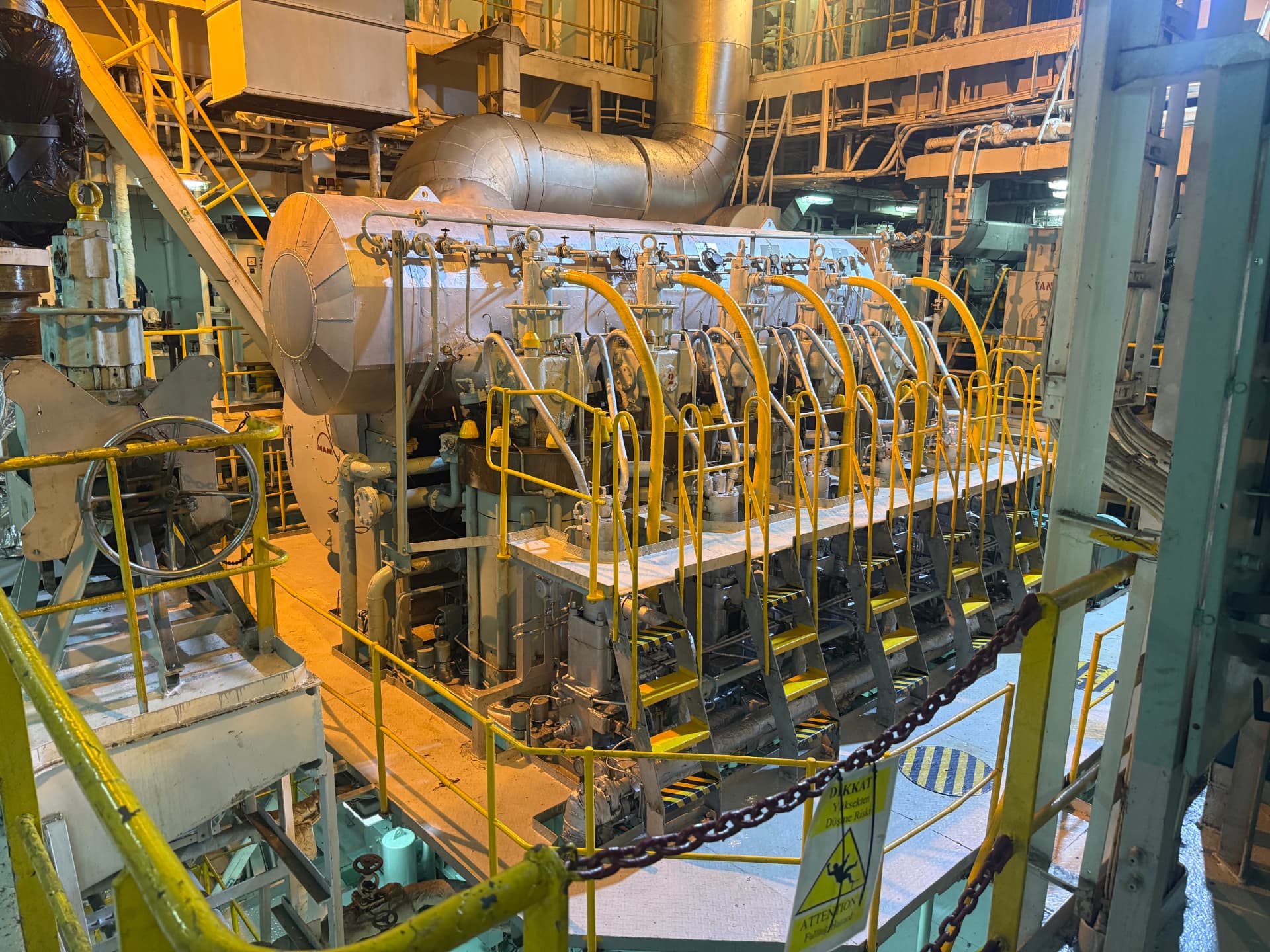 Main engine in the vessel engine room