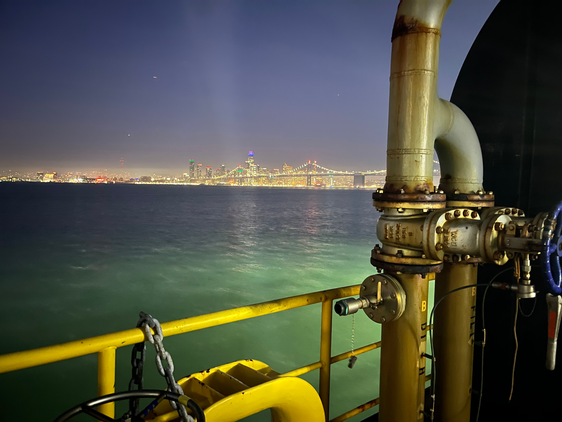 Discharge manifold at night